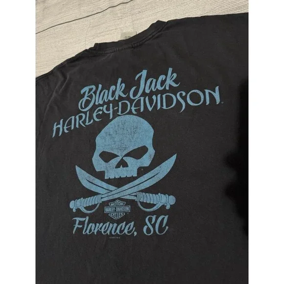 Harley-Davidson Black Jack Florence SC Pocket T-Shirt Size XXL 2XL Defect 2017 - Picture 6 of 7